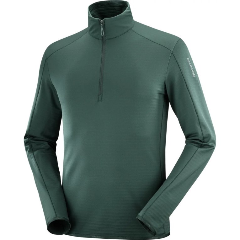 Green Salomon Essential Lightwarm Half Zip Men's Sweatshirt | IE VK9753